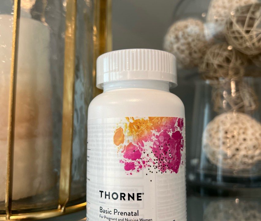 Thorne prenatal bottle of vitamins